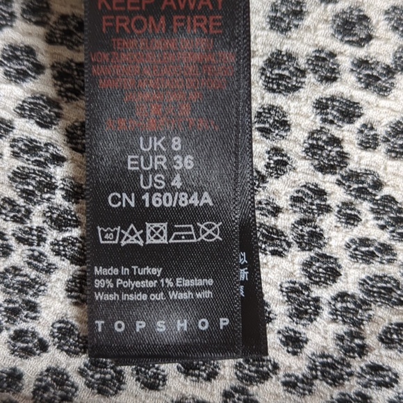 Topshop Black and White Smocked Animal Print Mini Dress - Picture 12 of 12